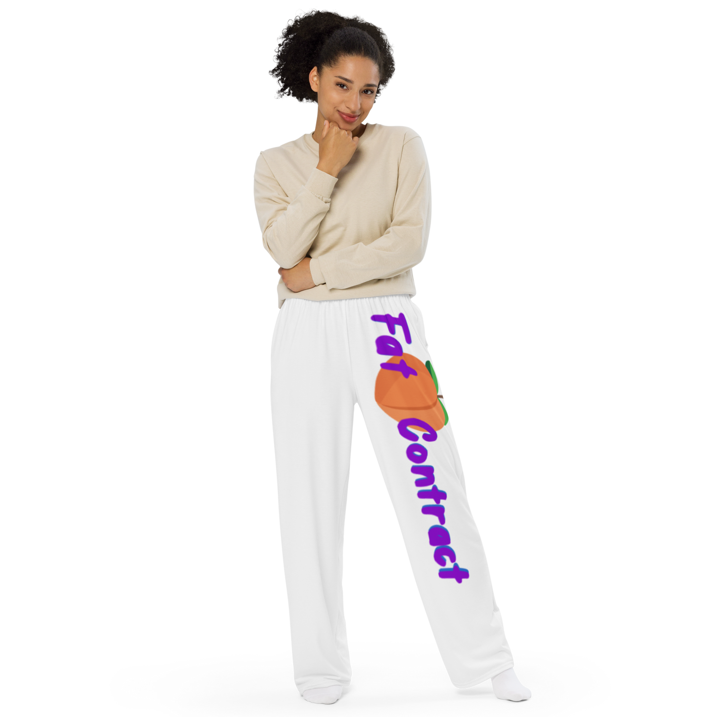 Wide-Leg Pants- White Fat Booty Contract